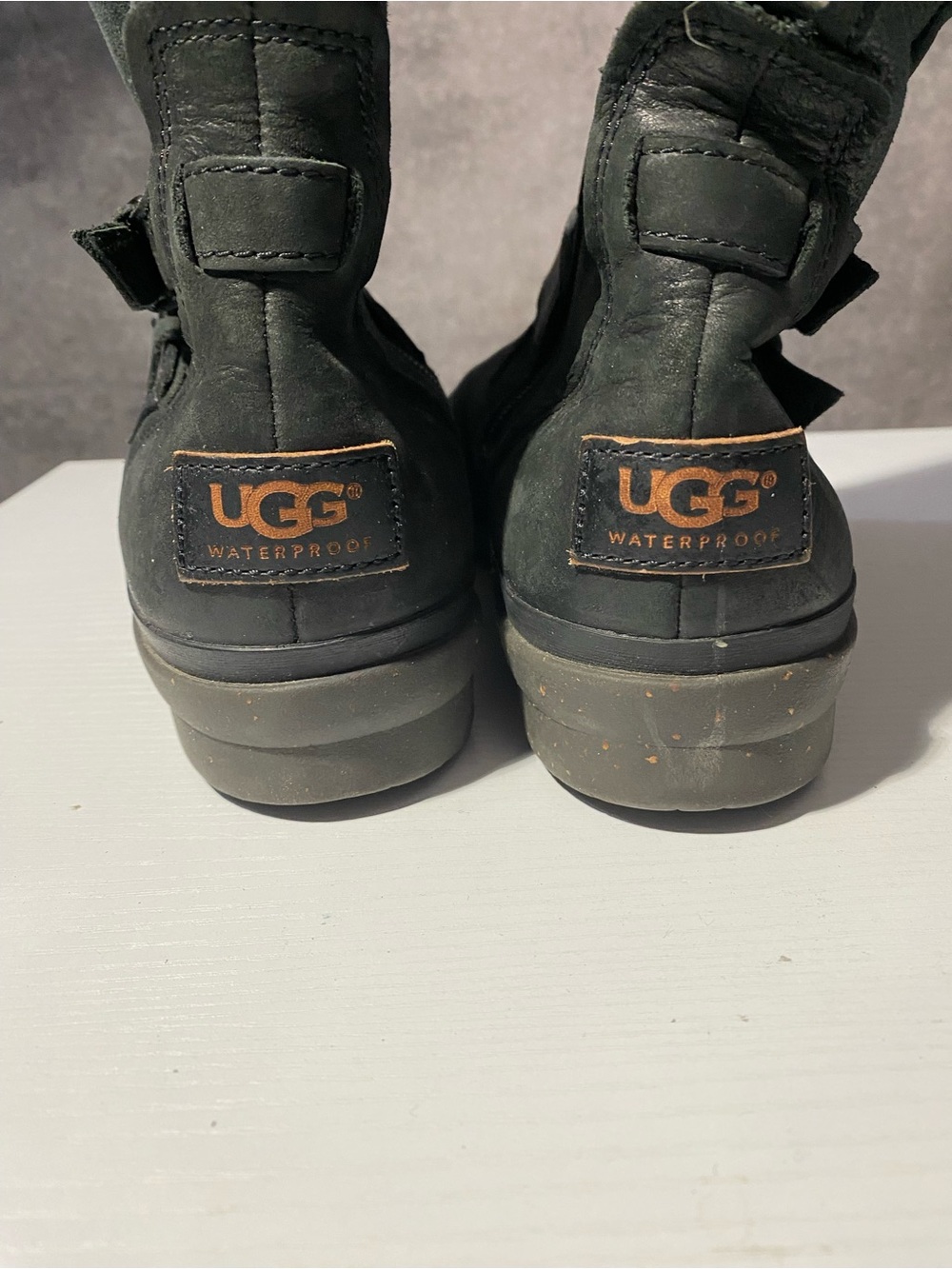 UGG Simmens Black Leather Waterproof Moto Buckle Boots Women Size 8 1008439 - Picture 5 of 11